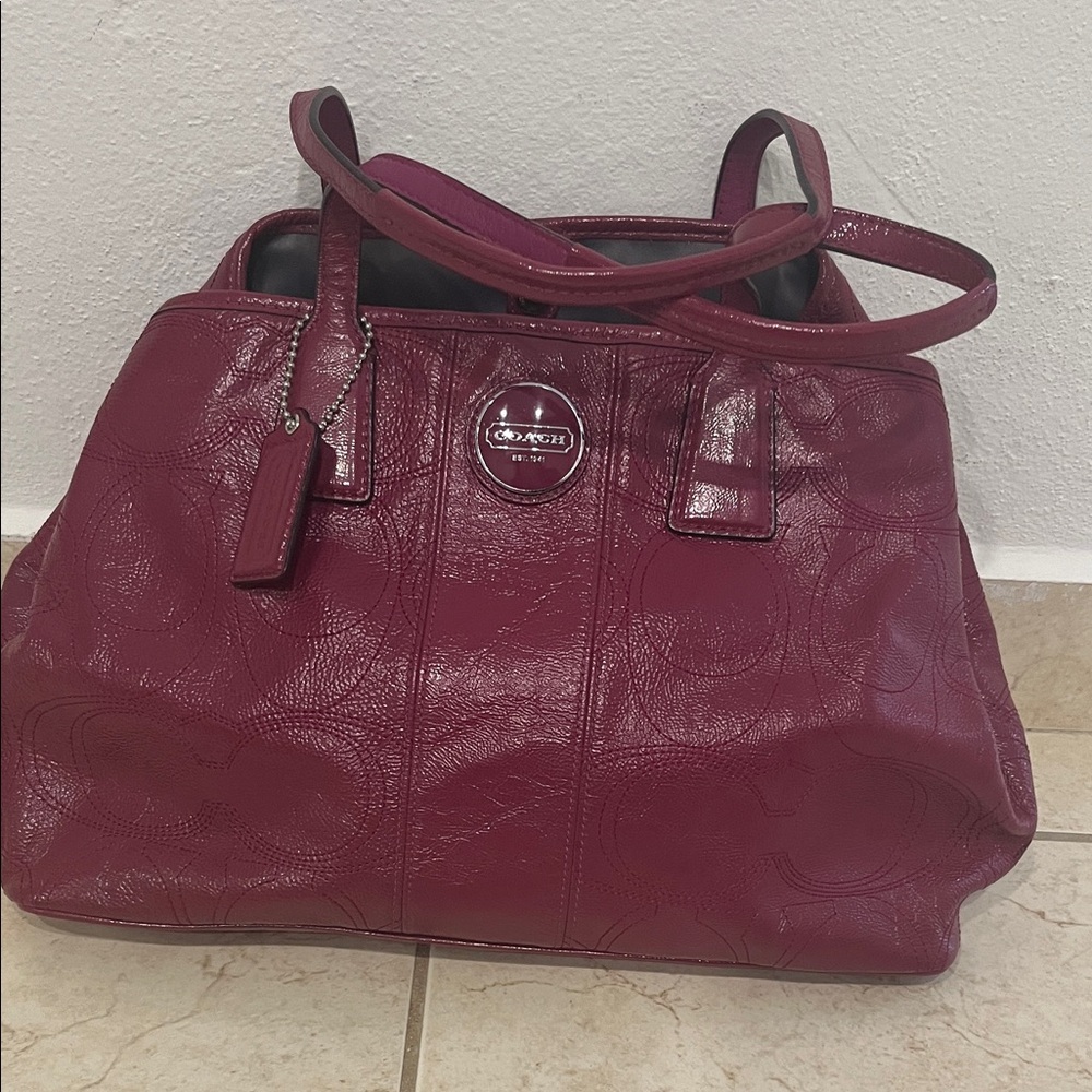 Coach Deep Red Leather Shoulder Bag